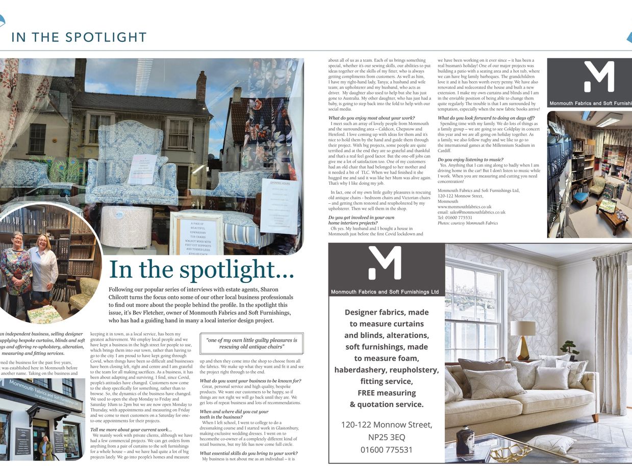 Monmouth Fabrics and Soft Furnishings Ltd Blinds, Curtains, Fabric